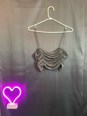 Ardene Grey Ruched Crop Cami Top
